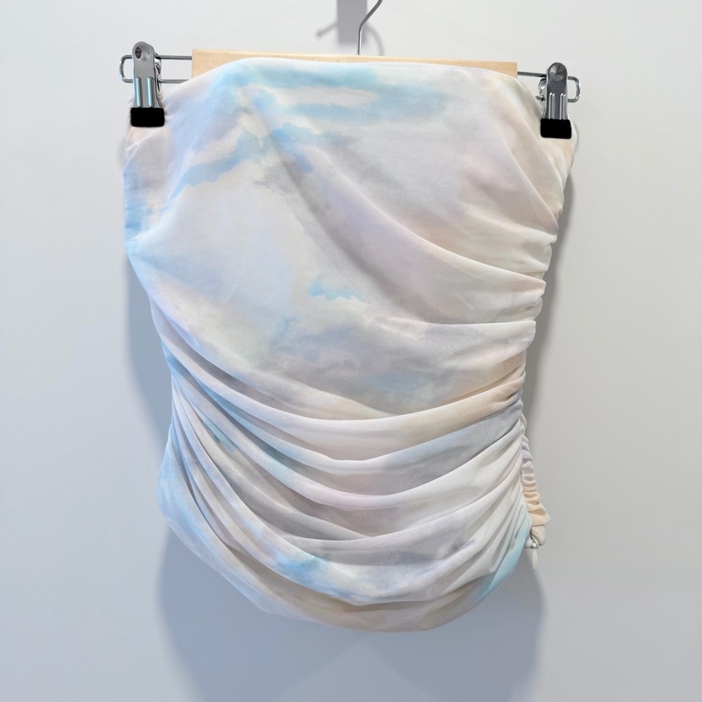 ZARA STRAPLESS TULLE TOP TIE-DYE PRINT MULTICOLOR SIZE XS